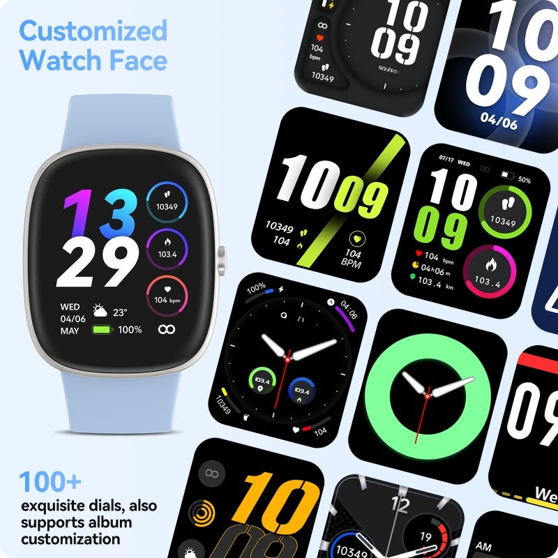 Smartwatch Fitness Tracker: 1.69” Large Blue Screen, 24/7 Health Monitoring - 100+ Sports Modes, IP67 Waterproof Activity Watch for Men Women Android iOS Phones - Image 5