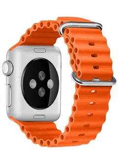 CATANES Apple Watch Ocean Band 49mm 45mm 44mm 42mm Soft Silicone Loop Strap for iWatch Series Ultra/8/7/SE/6/5/4/3/2/1 Orange  - Image 3