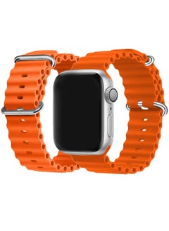 CATANES Apple Watch Ocean Band 49mm 45mm 44mm 42mm Soft Silicone Loop Strap for iWatch Series Ultra/8/7/SE/6/5/4/3/2/1 Orange  - Image 2