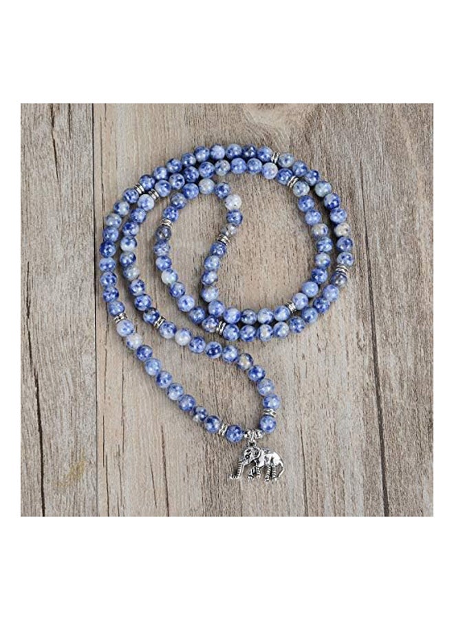 oasymala 108 Mala Quartz Beads Tiny Elephant Lucky Charm Wrap Bracelet Necklace Self Discovery Yoga Inspirational Jewelry, Stone, stone - Image 3