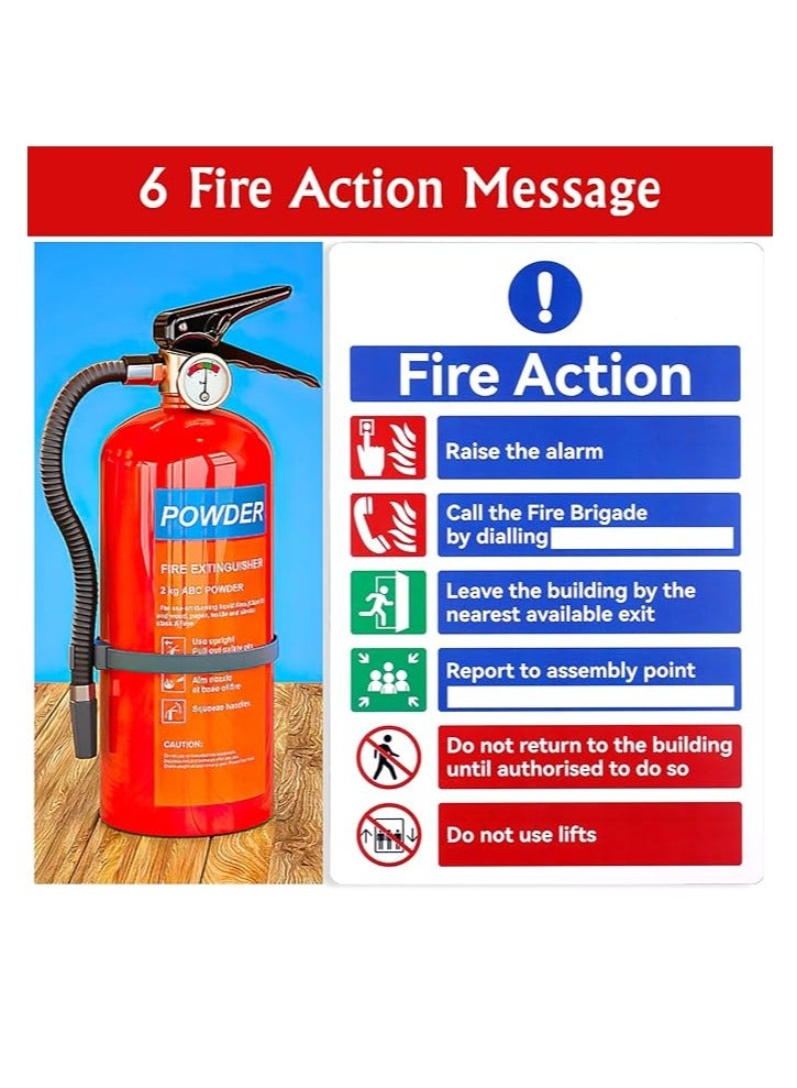 Midwest علامة إشعار إجراءات الحريق، 5 قطع من علامات السلامة من الحريق - رقم الطوارئ، إجراءات الإخلاء، الإبلاغ إلى نقطة التجمع وعلامة إنذار الحريق، 20x30 سم علامة إجراءات الحريق ذاتية اللصق، 5 عبوات - Image 2