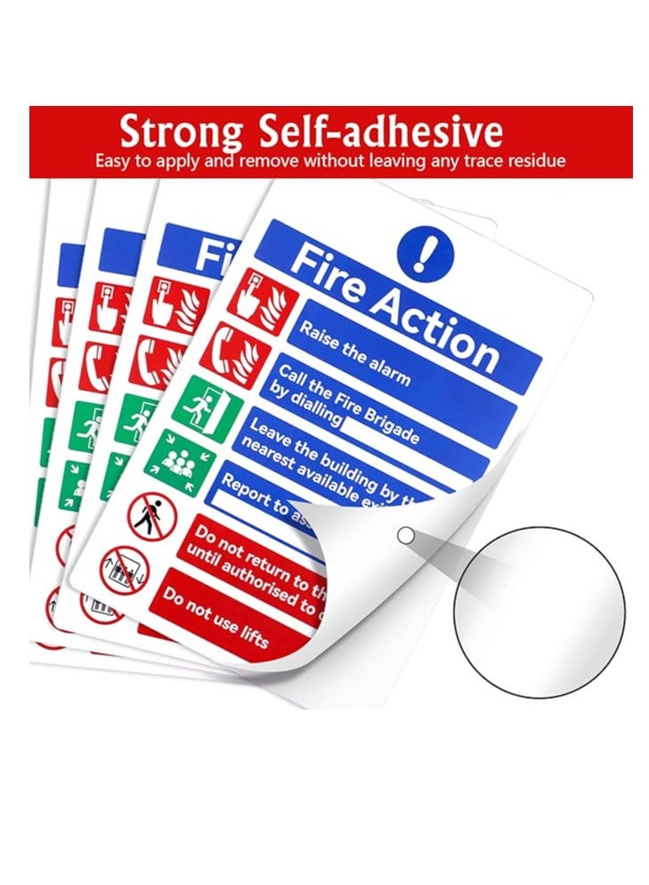 Midwest علامة إشعار إجراءات الحريق، 5 قطع من علامات السلامة من الحريق - رقم الطوارئ، إجراءات الإخلاء، الإبلاغ إلى نقطة التجمع وعلامة إنذار الحريق، 20x30 سم علامة إجراءات الحريق ذاتية اللصق، 5 عبوات - Image 4