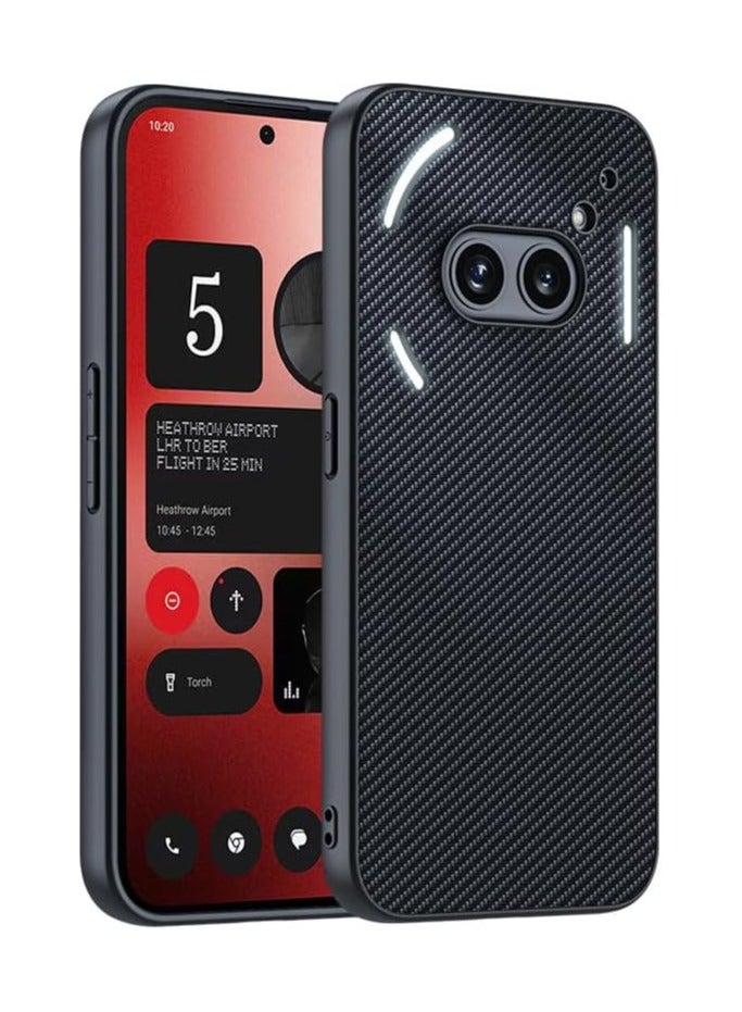 غطاء متوافق مع Nothing Phone (2a) Plus 5G، مصنوع من جلد ناعم بنمط ألياف الكربون، غلاف خفيف الوزن ومضاد للصدمات ومقاوم للسقوط.