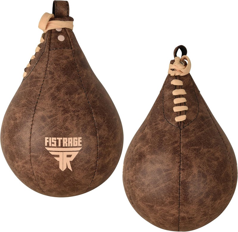 FISTRAGE FR Speed Ball Boxing Bag Leather MMA Muay Thai Training Punching Dodge Striking Kit with Free Hanging Swivel Workout Speedball Kicking Platform Equipment (Beige) - Image 5