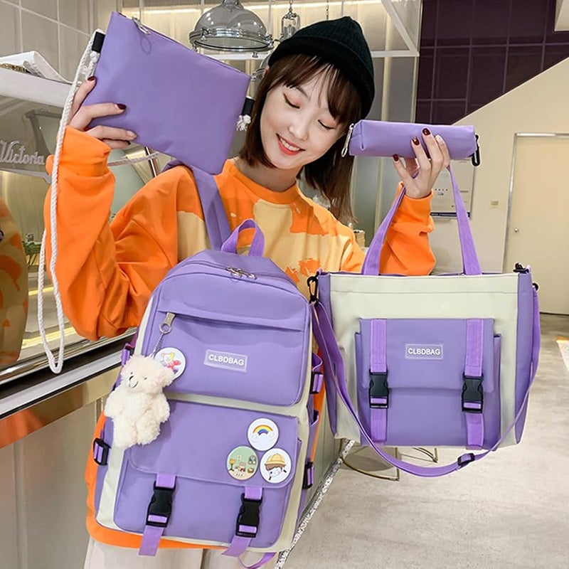 Kids Backpack Set With Pencil Case And Sling Bag Purple School Bag For Laptop Books - Image 3