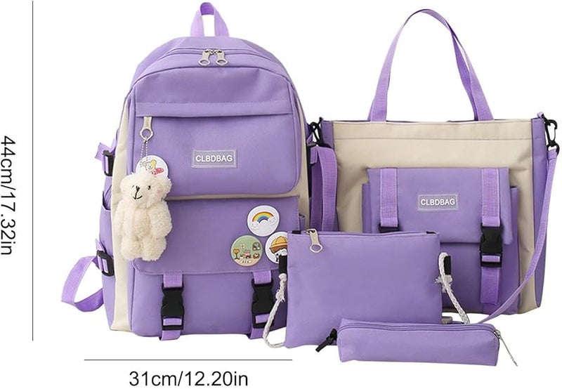 Kids Backpack Set With Pencil Case And Sling Bag Purple School Bag For Laptop Books - Image 5