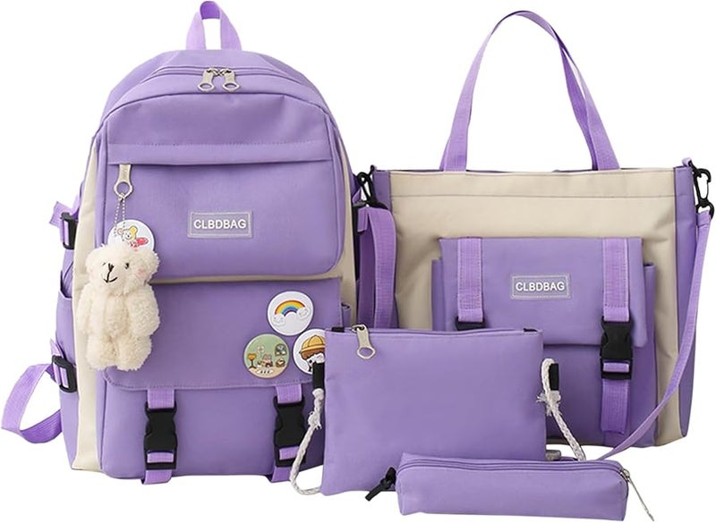 Kids Backpack Set With Pencil Case And Sling Bag Purple School Bag For Laptop Books - Image 1