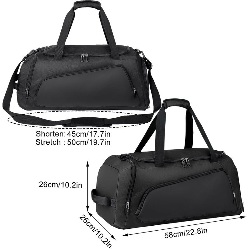 Gym Bag for Fitness Use, Nylon Material, Black Color, Dry/Wet Separation + Shoe Compartment + Water-Resistant Surface - Image 5