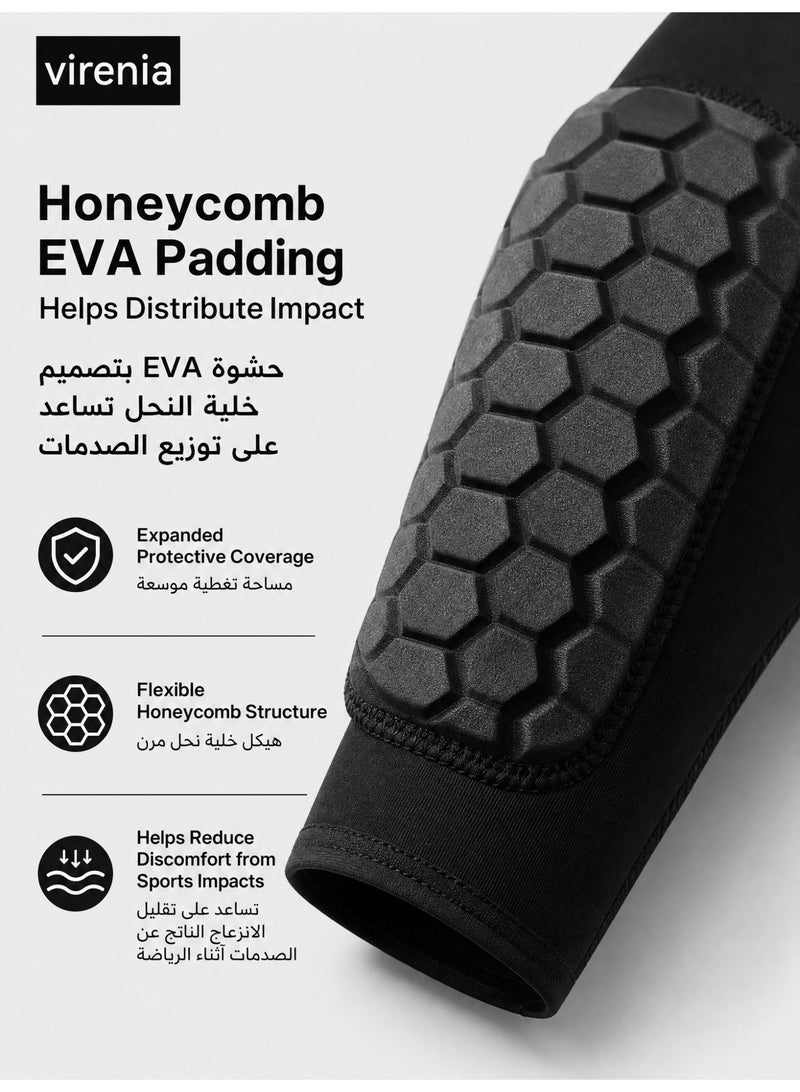 virenia 2 Pcs Soccer Shin Guards for Kids, Youth & Adults – Lightweight Calf Compression Sleeves with Honeycomb Impact Pads – Shin Defender for Football, Baseball, Basketball, Taekwondo – Anti-Slip Design, Protective Gear – Size L – Black - Image 2