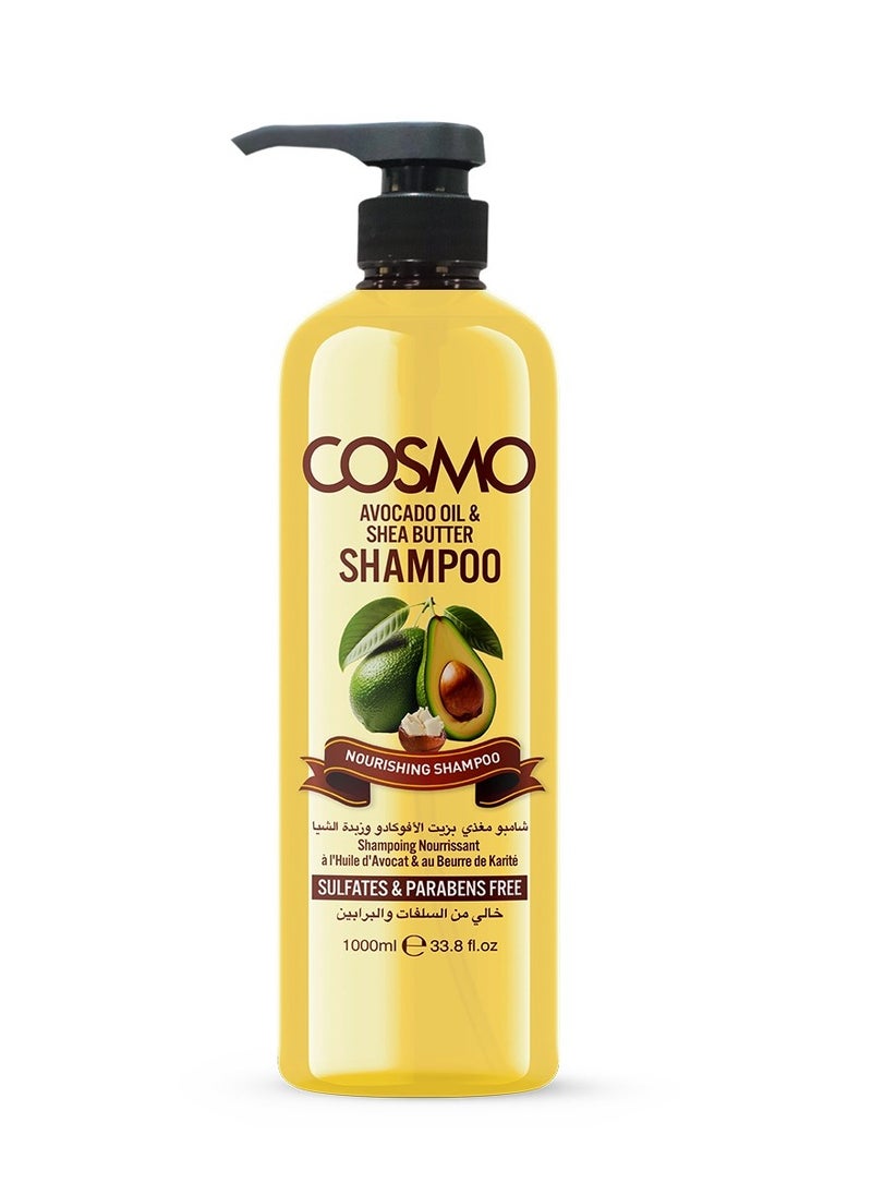 COSMO Avocado Oil And Shea Butter Shampoo Sulfates And Parabens Free 1000Ml 