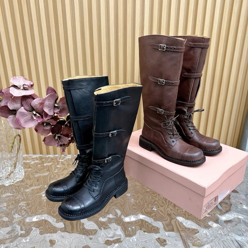 [4143 Ready Stock And Quick Delivery] Large Size Miu Knight Boots For Women Retro British Boots Women'S Cowboy Boots - Image 2