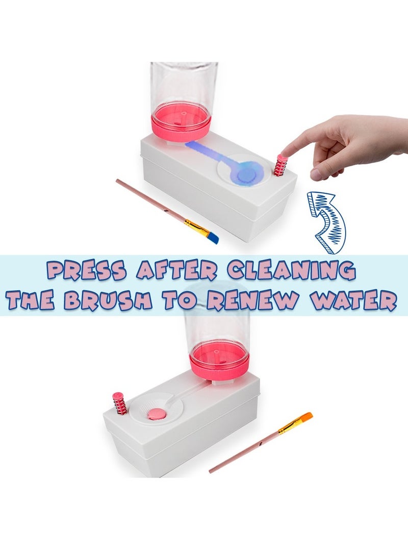 UKR Silicone Painting Drawing Coloring Mat with Foldable Cup & Paintbrushes - Non-Stick Craft Mat for Kids | Easy Clean Design in Pink - Image 3