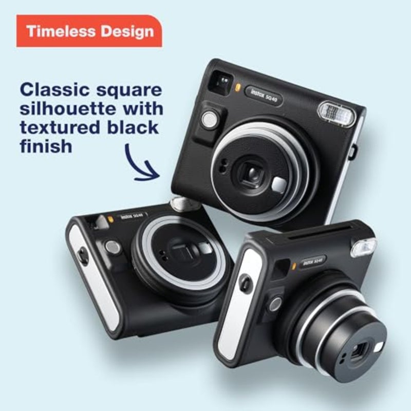 Instant camera for everyday use, plastic body, black color, compact design with square format prints - Image 2