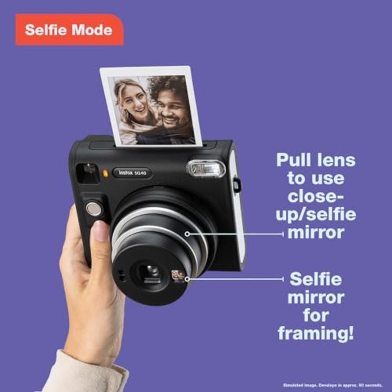 Instant camera for everyday use, plastic body, black color, compact design with square format prints - Image 4
