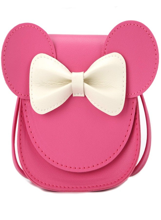 Ondeam Little Mouse Ear Bow Crossbody Purse,PU Shoulder Handbag for Kids Girls Toddlers(Rose Pink) - Image 1
