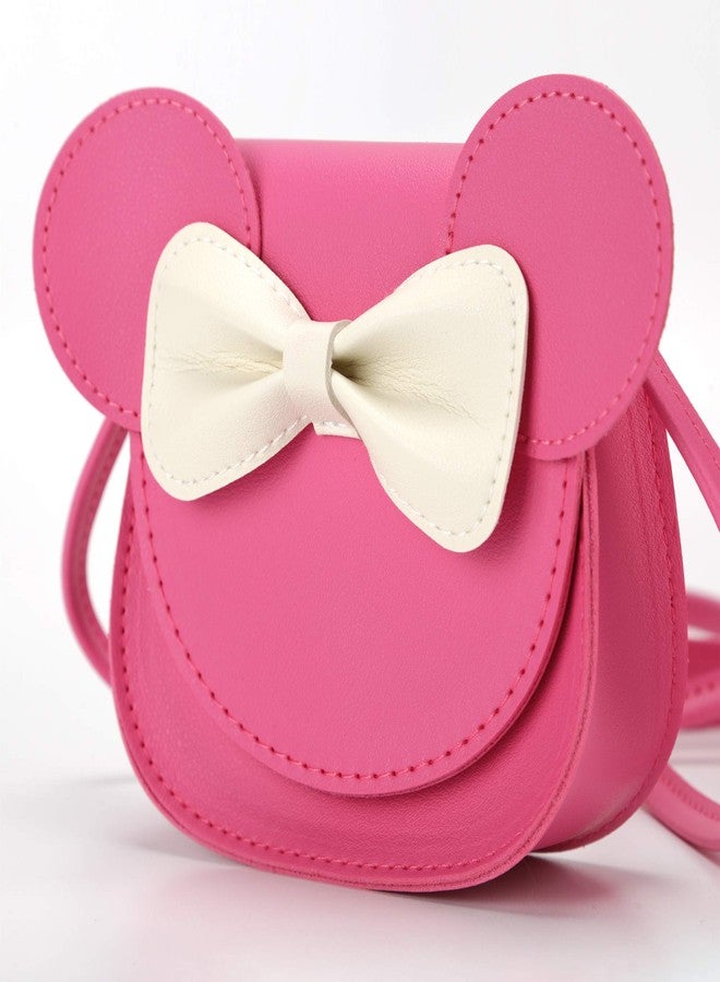 Ondeam Little Mouse Ear Bow Crossbody Purse,PU Shoulder Handbag for Kids Girls Toddlers(Rose Pink) - Image 2