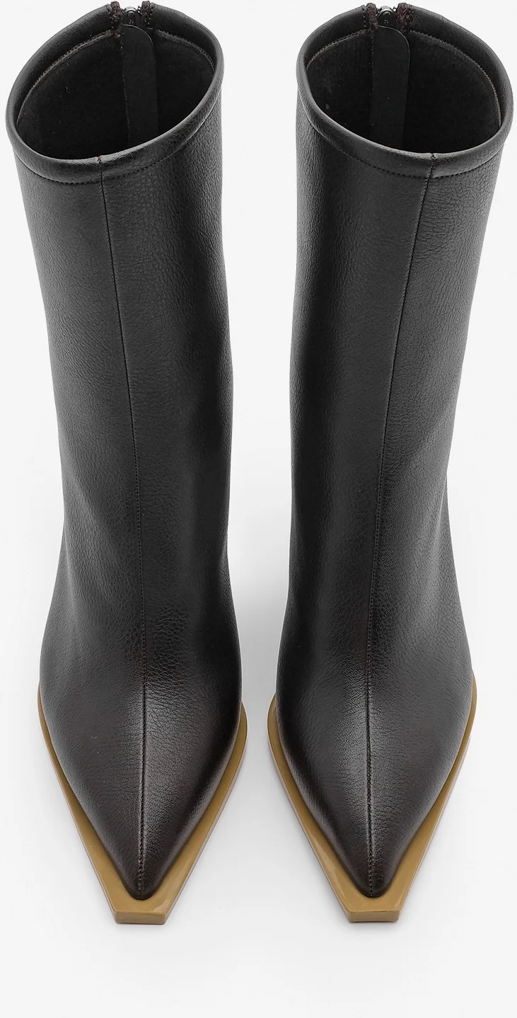 MARJIN Women's High Heel Boots Pointed Toe Back Zipper Thick Heel Kikas