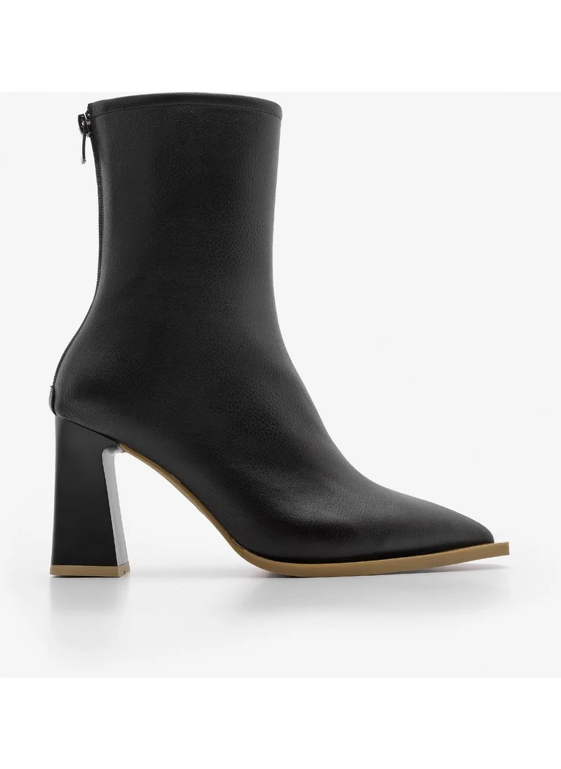 MARJIN Women's High Heel Boots Pointed Toe Back Zipper Thick Heel Kikas
