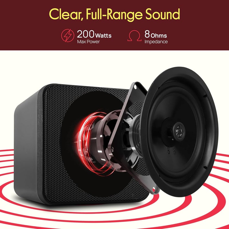 Pyle Gulf market trial optimized design Home 4” Mini Cube Bookshelf Speakers-Paper Cone Driver, 200 Watt Power, 8 Ohm Impedance, Video Shielding, Home Theater Application and Audio Stereo Surround Sound System - 1 Pair -PCB4BK (Black) Care processed raw material - Image 2