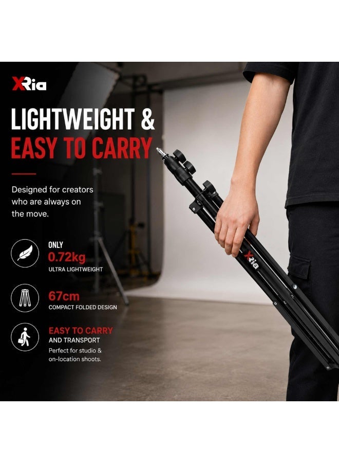XRIA LS200S 2M Photography Light Stand, Adjustable 67-200cm Heavy Duty Studio Lighting Stand with 5/8" Baby Pin & 1/4" Screw for LED Video Light, Ring Light, Softbox, Flash, Live Streaming, YouTube & TikTok - Image 4