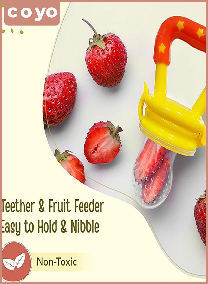COYO Baby Fresh Fruit Food Feeder Pacifier Training Massaging Toy Teether| Food Grade Soft Safe BPA-Free Silicone Pouches for Babies Toddlers Infants - Image 3