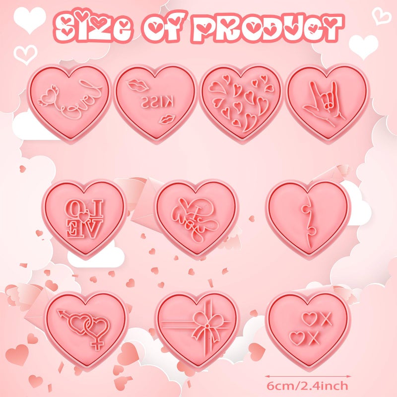 Hoolerry 20 Pcs Valentine's Day Cookie Cutters 3D Conversation Hearts Cookie Stampers Set Biscuit Fondant Pastry Cutter Stamps for DIY Baking Supplies(Sweet) - Image 2