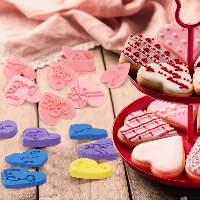 Hoolerry 20 Pcs Valentine's Day Cookie Cutters 3D Conversation Hearts Cookie Stampers Set Biscuit Fondant Pastry Cutter Stamps for DIY Baking Supplies(Sweet) - Image 4