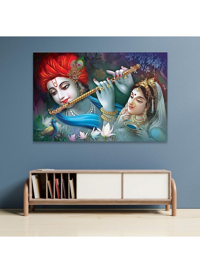 Masstone Radha Krishna Wall Painting | Home Decor Wall Painting (24x36 Inch) | Radha Krishna Painting for Wall Decoration | Wall Painting for Living Room Without Frame | God Painting for Wall - Image 3