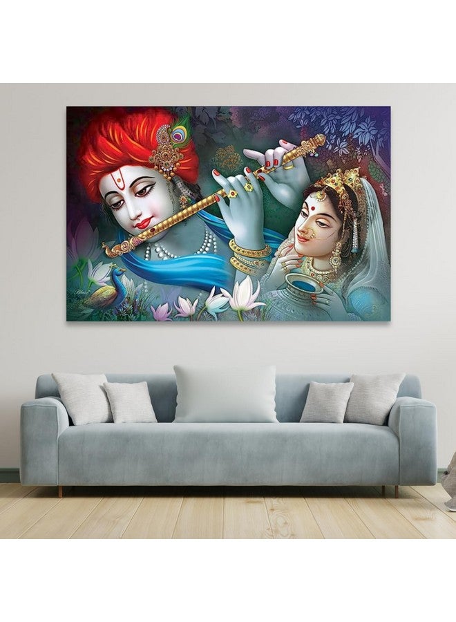 Masstone Radha Krishna Wall Painting | Home Decor Wall Painting (24x36 Inch) | Radha Krishna Painting for Wall Decoration | Wall Painting for Living Room Without Frame | God Painting for Wall - Image 4