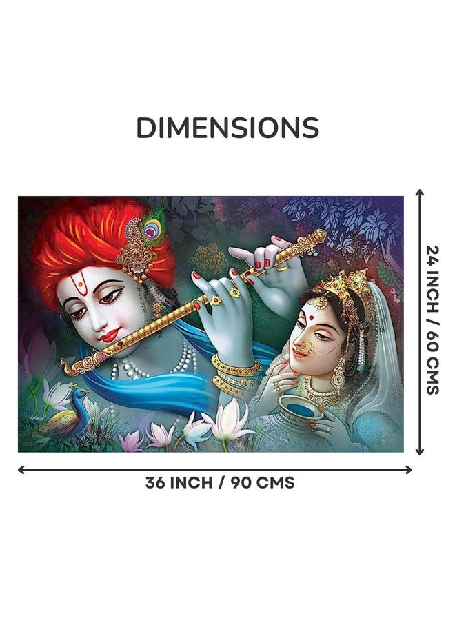Masstone Radha Krishna Wall Painting | Home Decor Wall Painting (24x36 Inch) | Radha Krishna Painting for Wall Decoration | Wall Painting for Living Room Without Frame | God Painting for Wall - Image 2