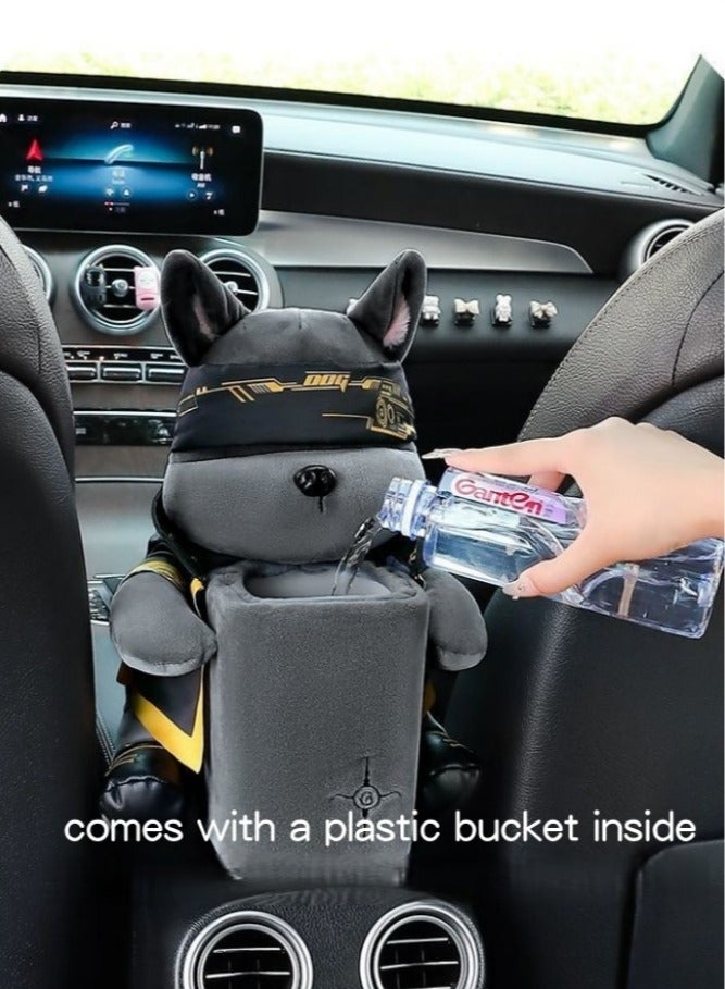 شبيلي حامل علبة مناديل للسيارة على شكل كلب لطيف من القطيفة، سلة مهملات متعددة الوظائف للسيارة، صندوق تخزين مناديل ناعم من الكرتون، حاوية موزع مناديل أنيقة للمكتب والمنزل والسيارة والمكتب، عبوة واحدة - Image 2