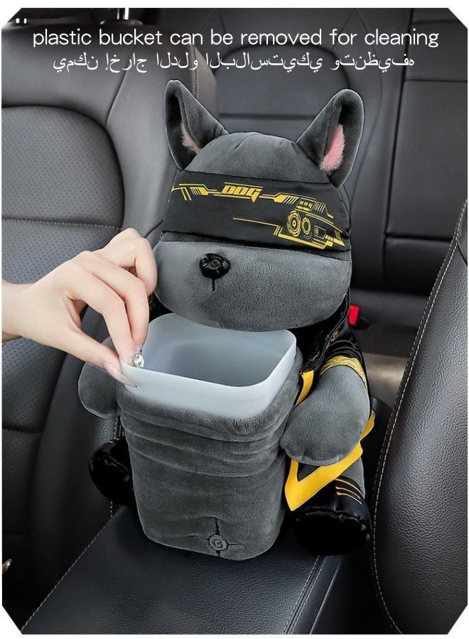 SHABILI Cute Plush Dog Shape Car Tissue Box Holder，Multifunctional Vehicle Trash Can， Soft cartoon tissue Storage Box Fashion Napkin Dispenser Container for Desk Home Car Office 1 Pack  - Image 4
