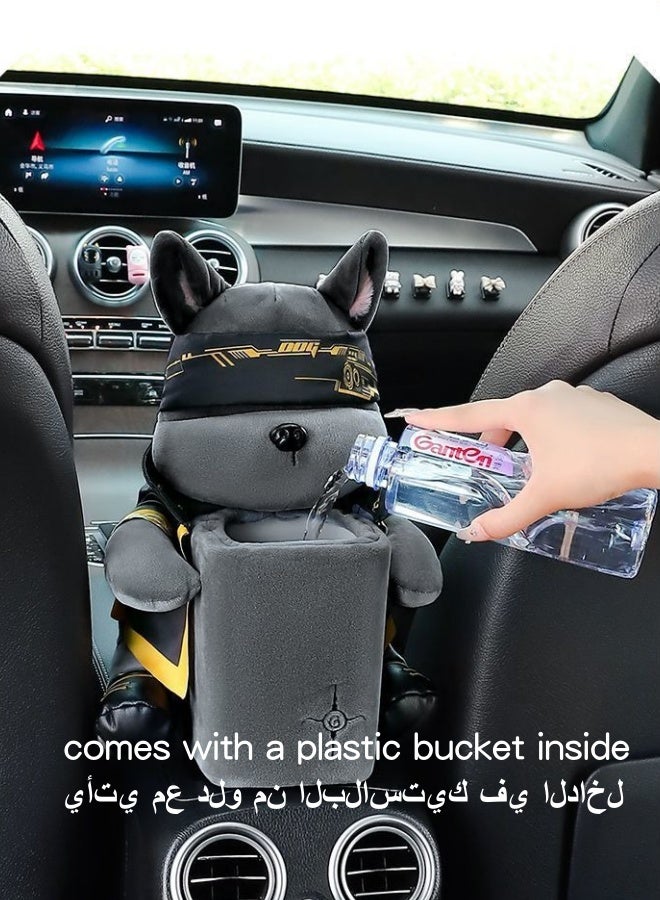 SHABILI Cute Plush Dog Shape Car Tissue Box Holder，Multifunctional Vehicle Trash Can， Soft cartoon tissue Storage Box Fashion Napkin Dispenser Container for Desk Home Car Office 1 Pack  - Image 3