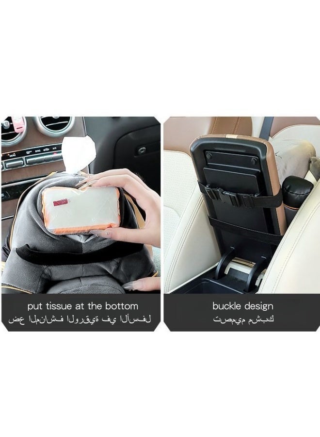 SHABILI Cute Plush Dog Shape Car Tissue Box Holder，Multifunctional Vehicle Trash Can， Soft cartoon tissue Storage Box Fashion Napkin Dispenser Container for Desk Home Car Office 1 Pack  - Image 5