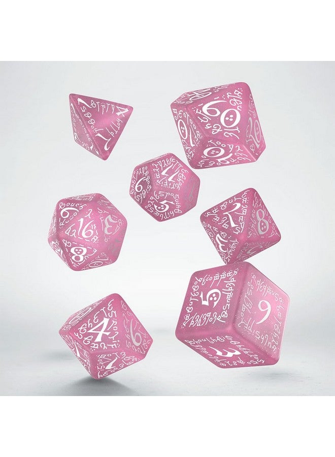Q WORKSHOP Elvish Shimmering Pink & White Dice Set by Q-Workshop, Dice Board Game - Image 2