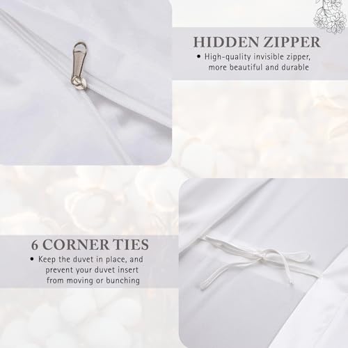 Minor Monkey Queen Duvet Cover 1000 Thread Count 100% Egyptian Cotton Luxury Hotel Quality White Quilt Cover & Pillow Sham - 3 Piece All Season Duvet Cover Set with Zipper Closure, Corner Ties - Image 5