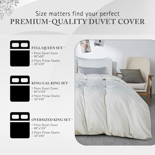 Minor Monkey Queen Duvet Cover 1000 Thread Count 100% Egyptian Cotton Luxury Hotel Quality White Quilt Cover & Pillow Sham - 3 Piece All Season Duvet Cover Set with Zipper Closure, Corner Ties - Image 4