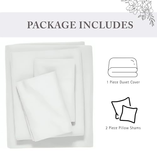Minor Monkey Queen Duvet Cover 1000 Thread Count 100% Egyptian Cotton Luxury Hotel Quality White Quilt Cover & Pillow Sham - 3 Piece All Season Duvet Cover Set with Zipper Closure, Corner Ties - Image 3