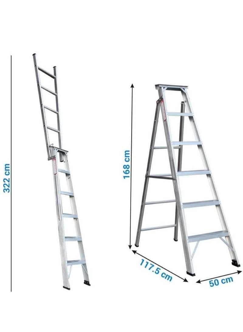 Zamil Dual Purpose Heavy Duty Aluminum Ladder 6 Steps - Image 5
