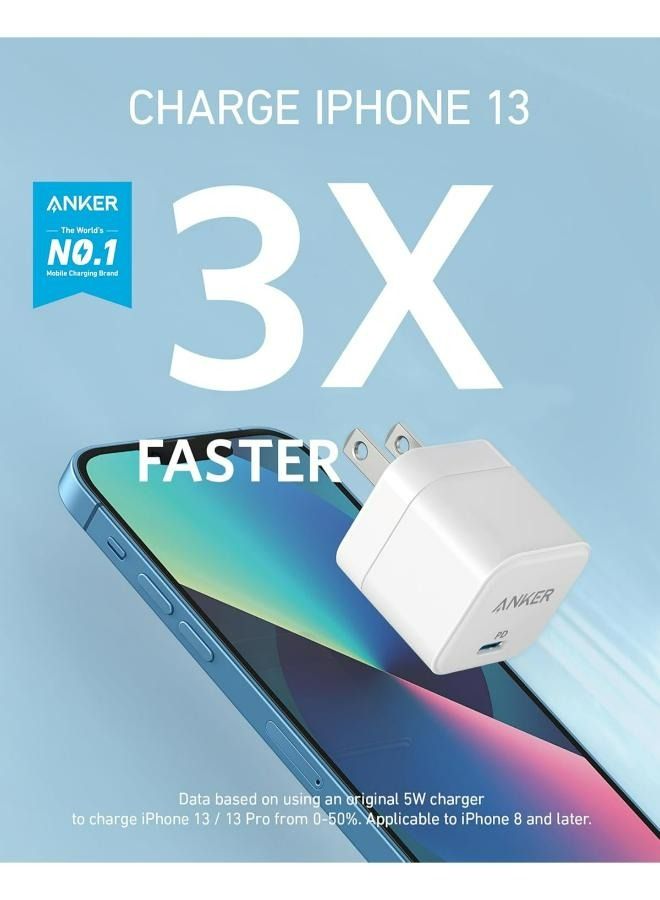 Anker USB C Charger, 20W Fast Charger with Foldable Plug, PowerPort III 20W Cube Charger for iPhone 14/14 Plus/14 Pro/14 Pro Max/13, Galaxy, Pixel 4/3, iPad/iPad Mini, with Charging Cable included C-C - Image 3