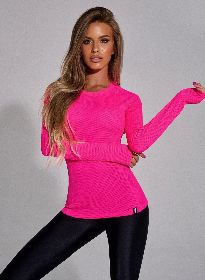 Bona Fide Rashguard Round Crop Top for Ladies – Pink