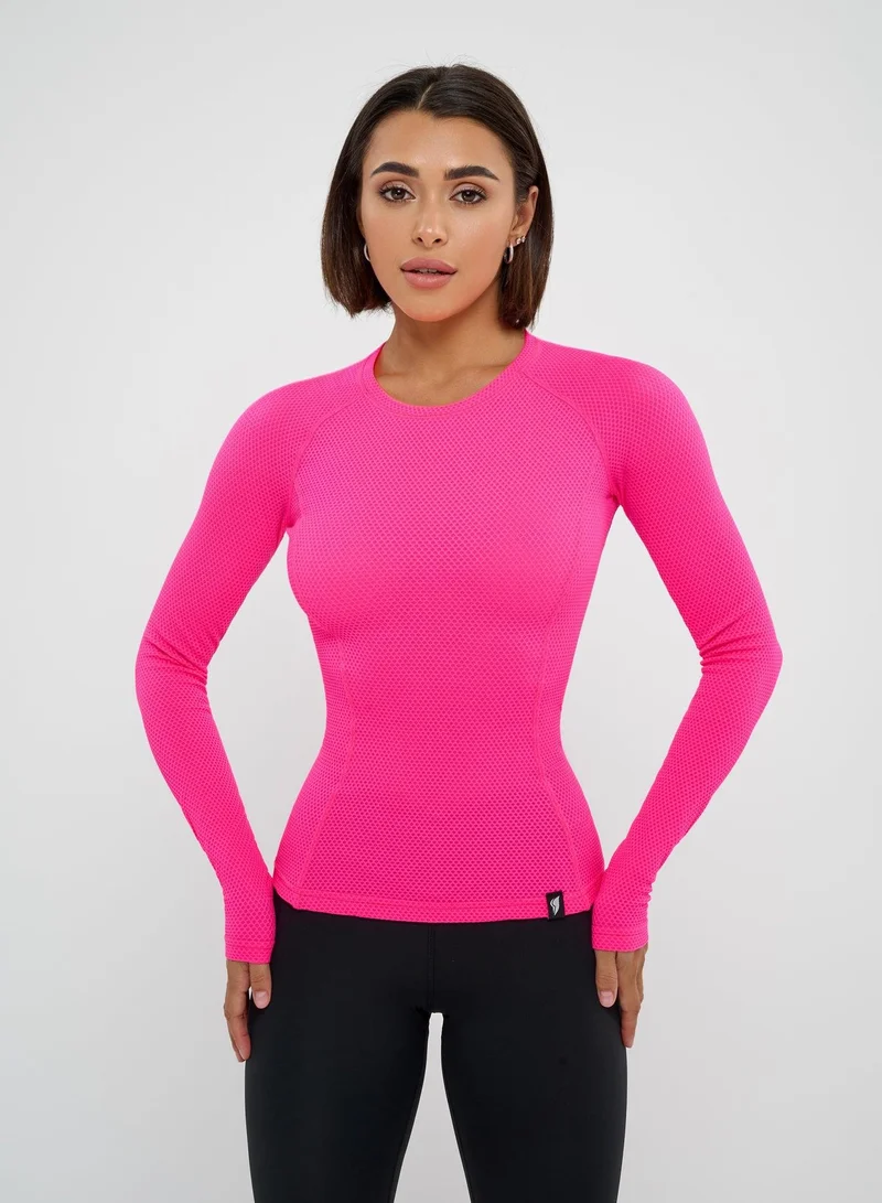 Bona Fide Rashguard Round Crop Top for Ladies – Pink