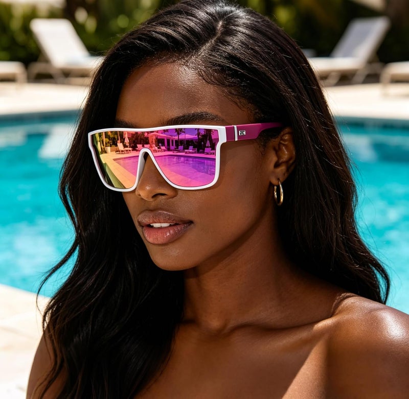 FEISEDY Fashion Flat Top Sunglasses Trendy Oversized Square Shades Women Men UV400 B2996 - Image 3