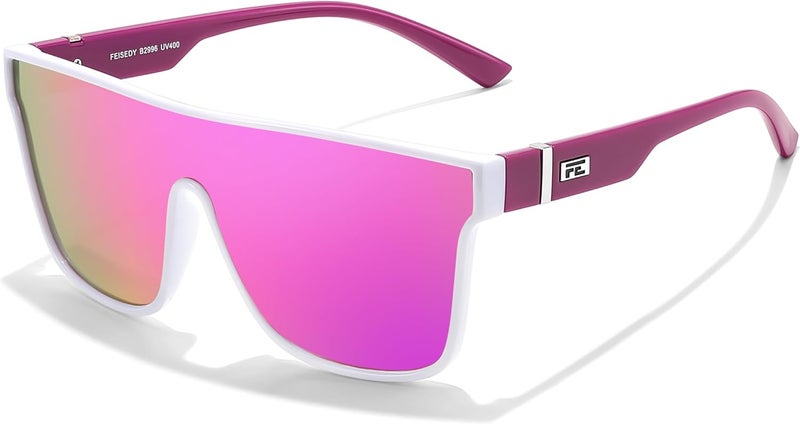 FEISEDY Fashion Flat Top Sunglasses Trendy Oversized Square Shades Women Men UV400 B2996 - Image 1