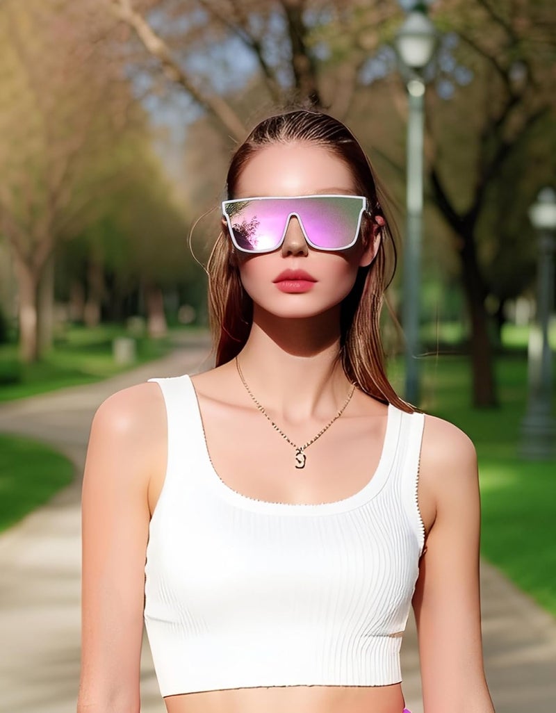 FEISEDY Fashion Flat Top Sunglasses Trendy Oversized Square Shades Women Men UV400 B2996 - Image 4
