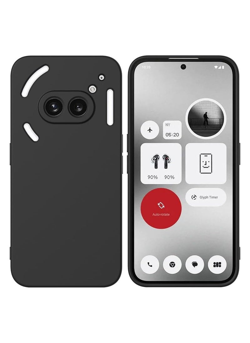 Generic Liquid Gel Rubber Bumper Case with Soft Microfiber Lining Cushion Slim Hard Shell Shockproof Protective Cover for Nothing Phone 2a 5G 2024 Black  - Image 1