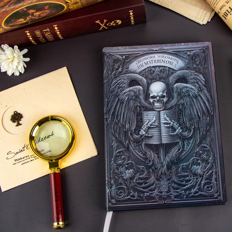 FEIDIAO Vintage Skull Embossed Leather Notebook Travel Journal with Ballpoint Pen and Pen Sleeve PU Leather Journal,A5 Diary, Hardcover Liner, Writing Notebook Gift for Men&Women (Colorful) - Image 5