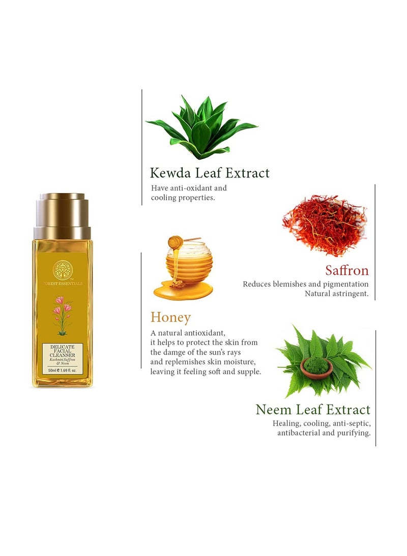 Forest Essentials Forest Essentials Delicate Facial Cleanser with Kashmiri Saffron & Neem 50ML - Image 4