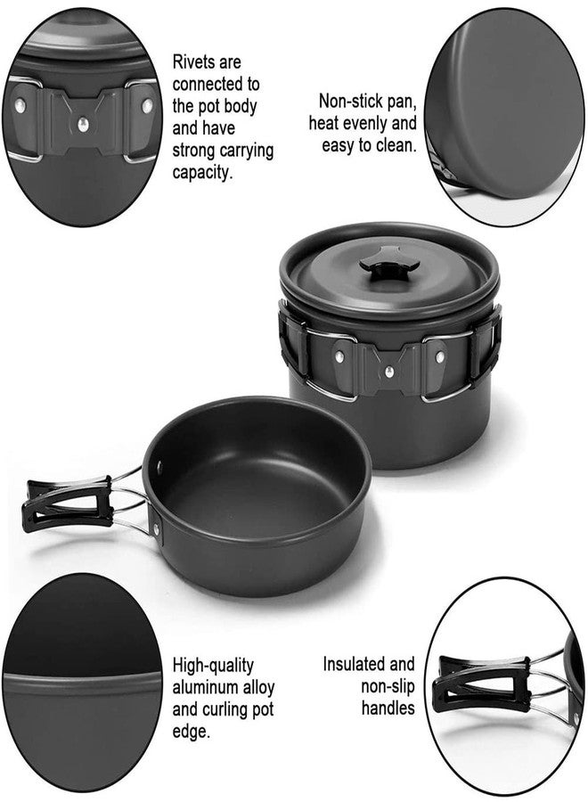aiGear Camping Cooking Set Cookware Mess Kit with Storage Bag Pot Pan and Teapot Set Camping Accessories for Outdoor Camping Hiking Picnic Portable and Lightweight Aluminum Color Orange(CC5339OR) - Image 4