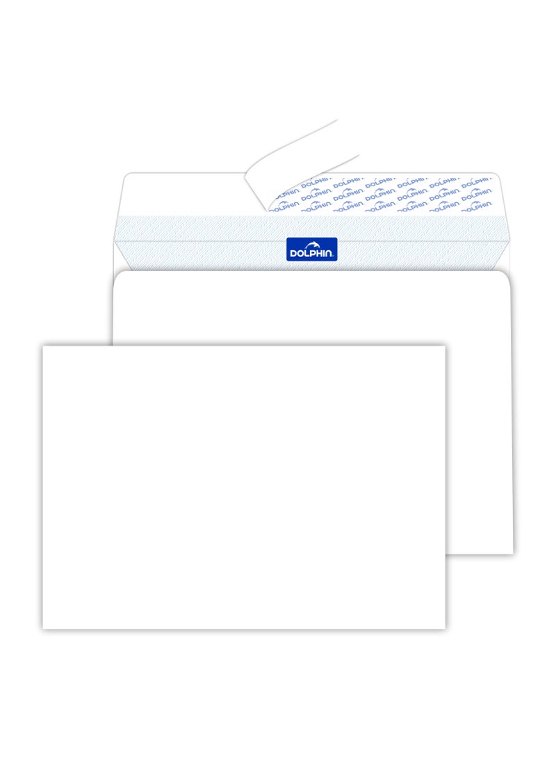 Dolphin White Premium Envelopes 10"x7", A5 Size, 100 GSM, Peel & Seal – Pack of 50, Premium Quality, Made in Malaysia  - Image 3